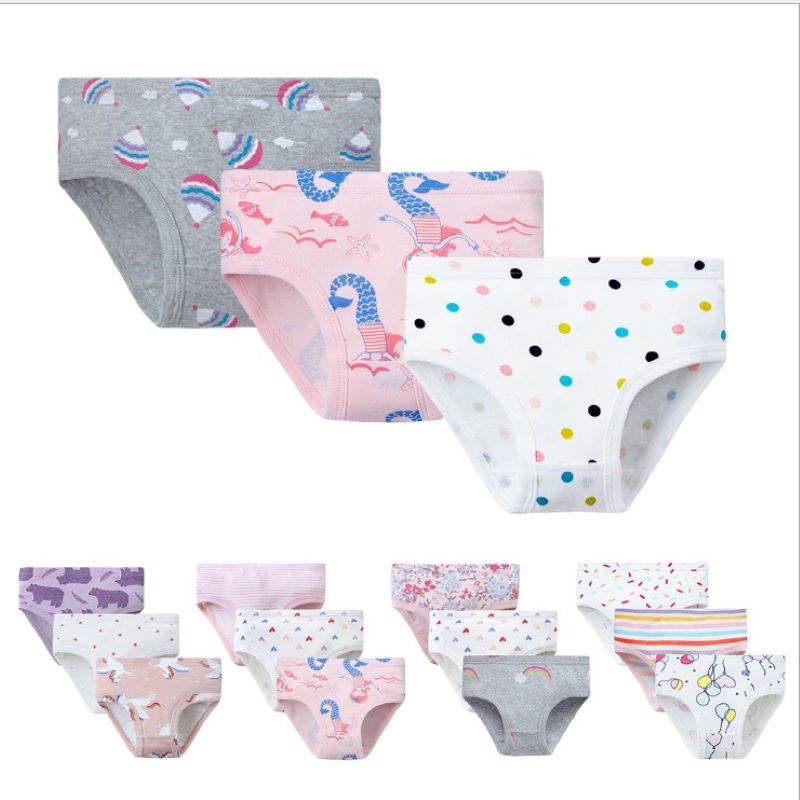 Lot de 3 slips pour filles, sous-vêtements pour enfants, pantalons pour enfants, directe