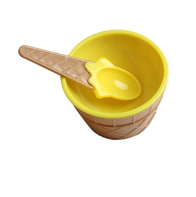 Kids Plastic Ice Cream Bowls Spoons Set Ice Cream Cup Couples Bowl Dessert Tools Kitchen Accessories
