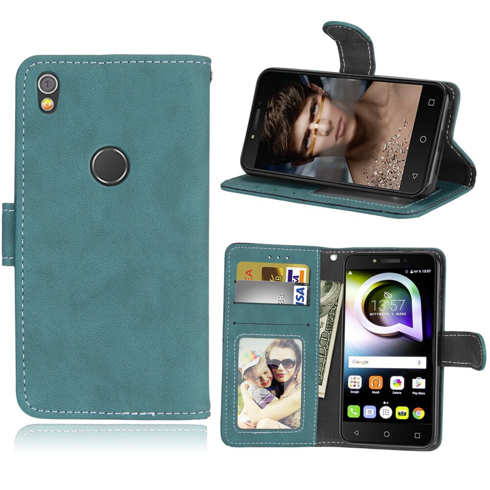 Wallet Case Voor Alcatel Shine Lite 5080X Flip Telefoon Lederen Cover Voor Alcatel Shine Lite One Touch Shine Lite 5080 5080X Shell: Blue