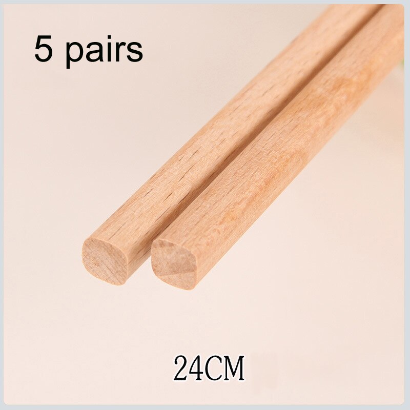 BalleenShiny 5 par chińskich naturalne drewniane bambusowe pałeczki bez lakieru bez wosku zdrowe jedzenie naczynia Sushi siekać kije Tablewrae: C