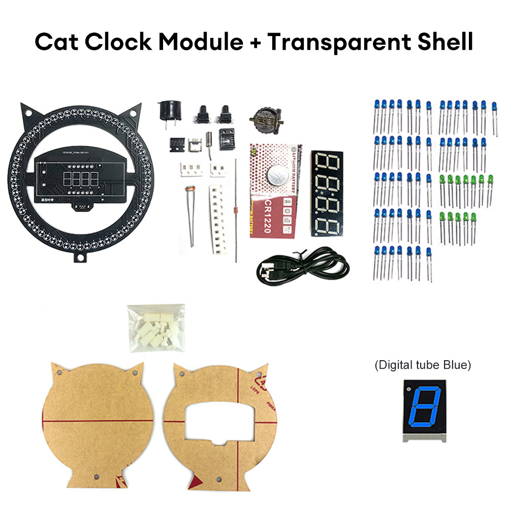 LED Fun Réveil DIY Électronique À Souder Kit Multi-fonction Horloge Lumière Contrôle Température Assemblée Kit De Soudage: WHITE