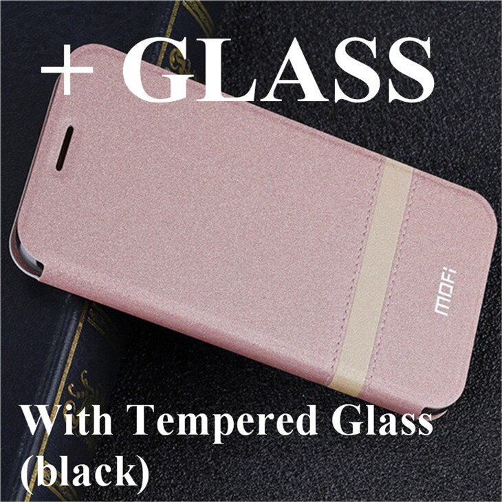 Case for Honor V20 Cover for Huawei Honor View 20 Flip Case MOFi Original Luxury TPU Housing PU Leather Book Shell Folio: Rose Gold with Glass
