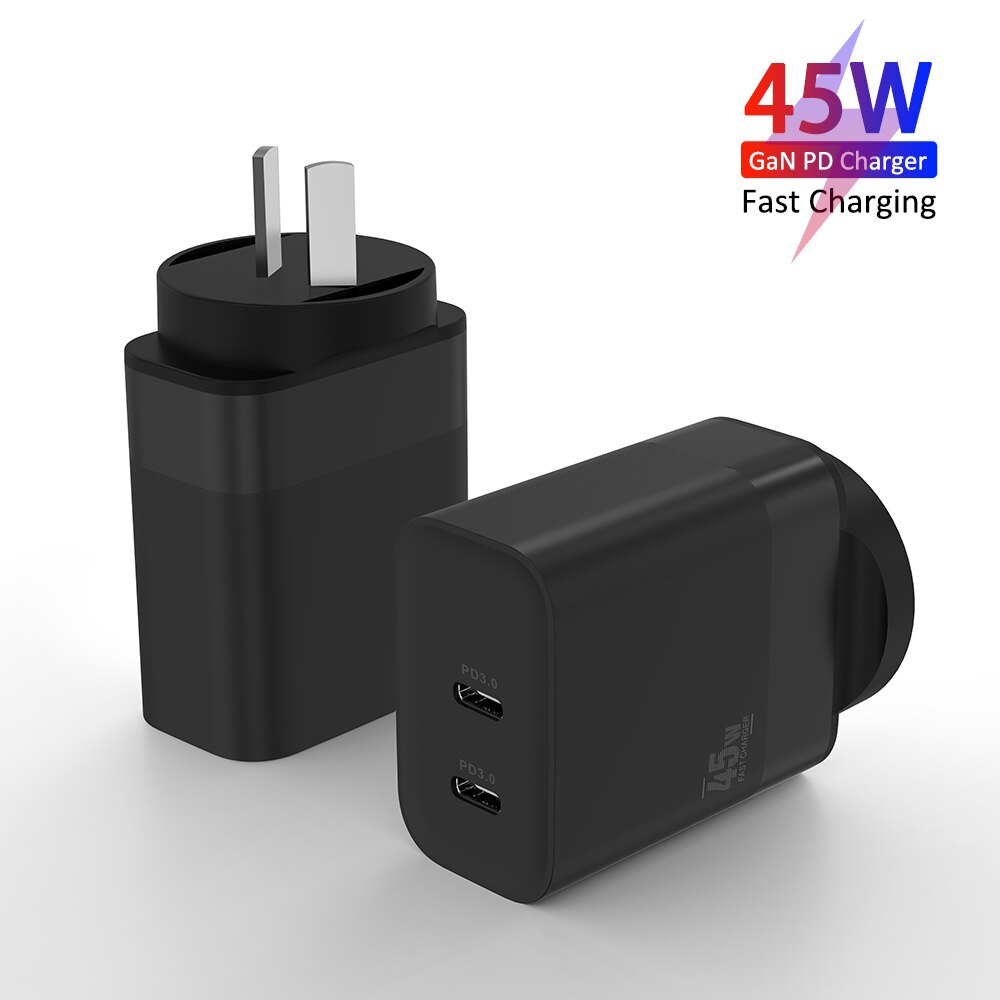 ILEPO-cargador doble USB tipo C para iPhone, dispositivo de carga rápida compatible con modelos 13, 12, 11 Max, Pro, XS, 8 Plus, iPad Pro Air, 45W, PD