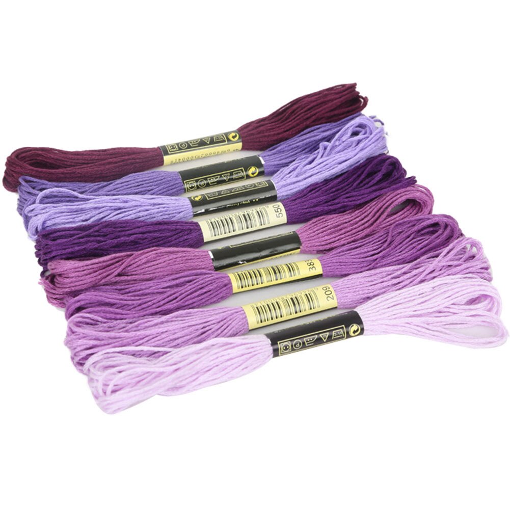 8Pcs 7.5m Waterproof High Toughness Cotton Embroidery Threads Floss DIY Craft Cross Stitch Threads Sewing Thread Sewing Tools: Purple 