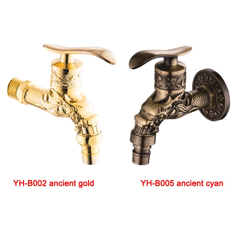 Washing Machine Faucet Retro Vintage Carved Home Sink Garden Single Faucet Water Tap DIN889