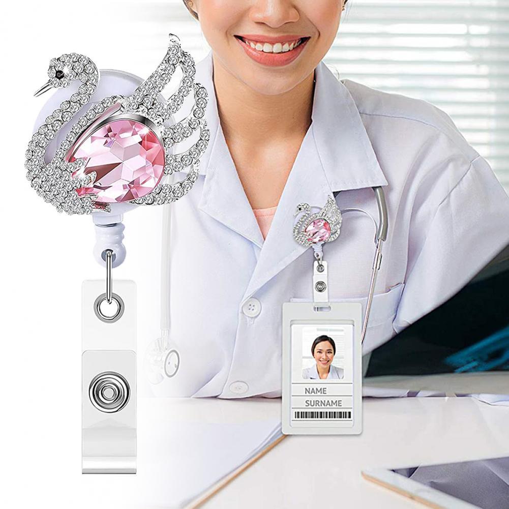 Badge Reel Chic Draagbare Studenten Badge Reel Clip Compact Ingelegd Badge Clip