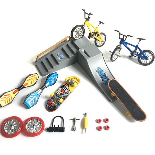 Vinger Skateboard Speelgoed Set Kit Toets Rail Set Oprit Onderdelen Met Mini Fiets Vinger Fiets Vinger Scooter Speelgoed Voor Kinderen kid: E