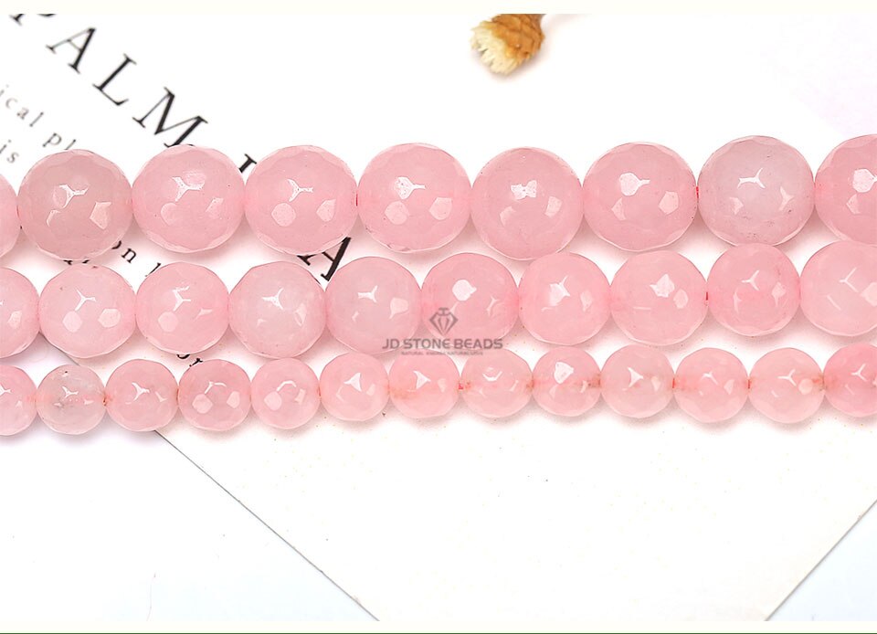 Cuentas redondas sueltas de cristal rosa de cuarzo Natural para fabricación de joyas, collar y pulsera, bricolaje, 4, 6, 8, 10, 12 MM,: NATURAL FACETED / 4mm95pcs 1lot