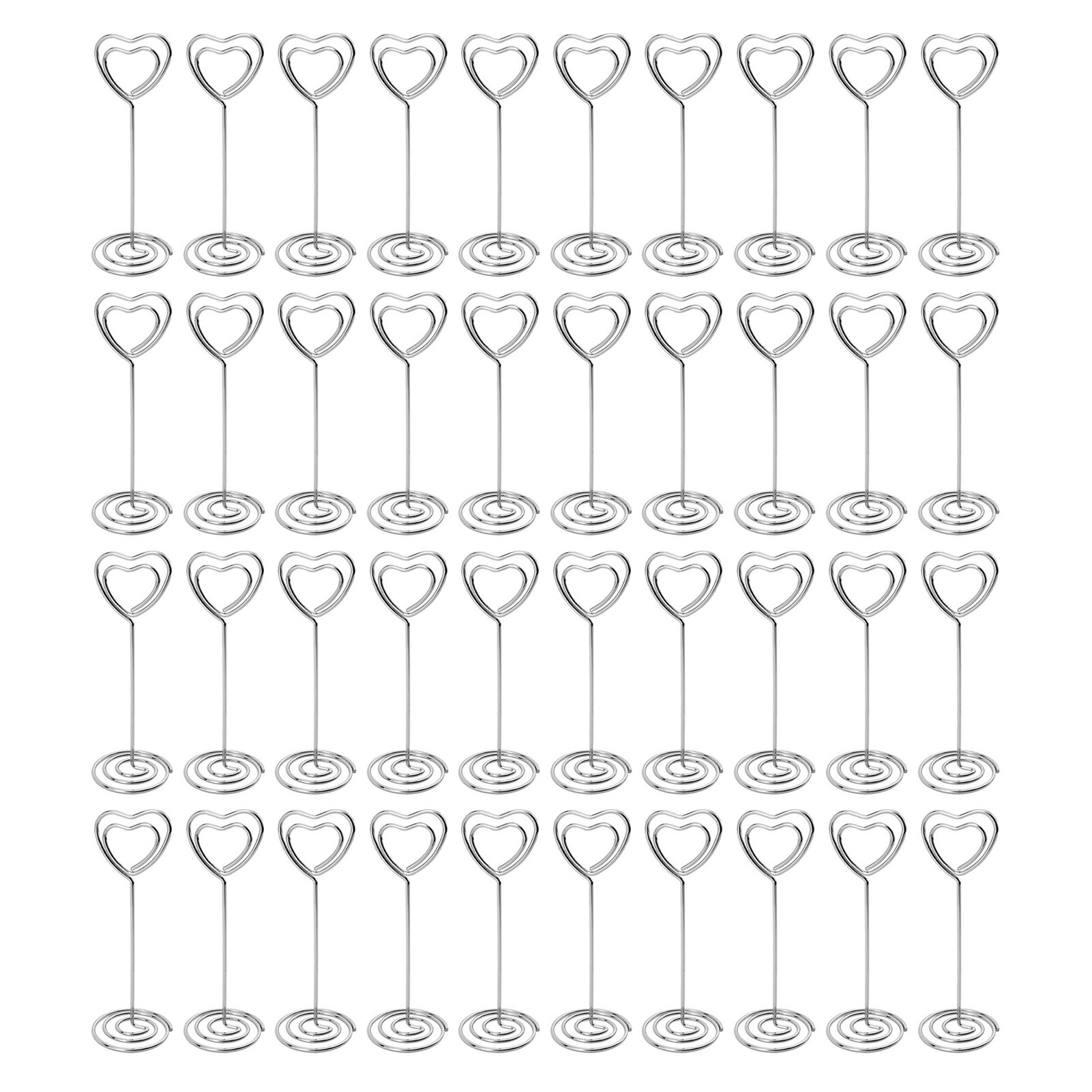 40Pcs Voor Wedding Carbon Staaldraad Tafel Decor Sign Stand Middelpunt Display Verjaardag Plaats Kaarthouder Party Anniversary: Zilver / Heart