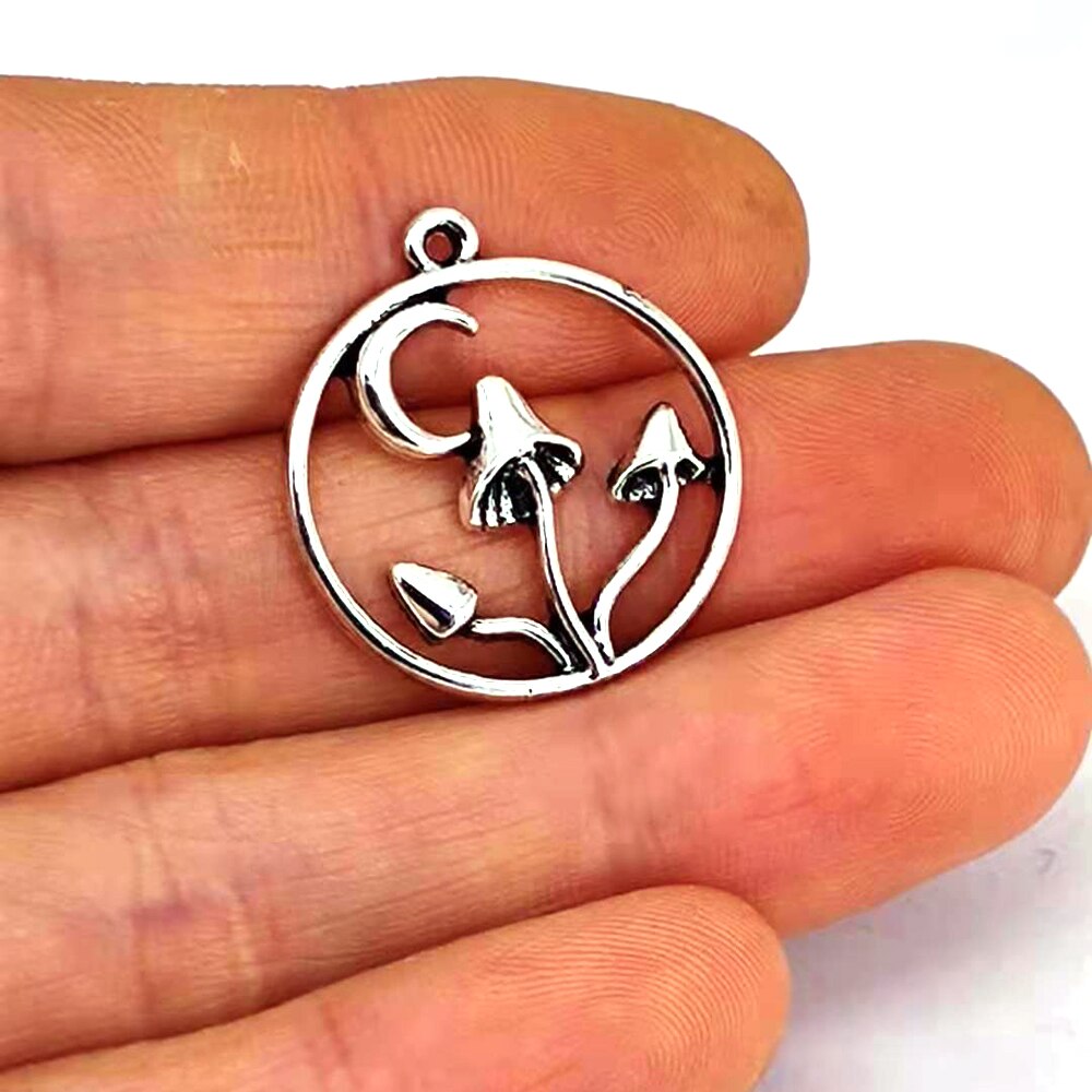 Hzew 5 st svamp skog hänge berlock måne svamp smycken fantasy alver fairy charms skog för kvinnor: 3