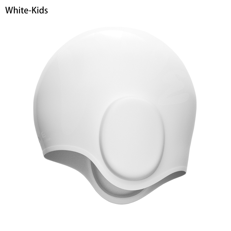 Kinderen Zomer Duurzaam Siliconen Badmuts Met 3D Gehoorbescherming Badmuts Voor Mannen Vrouwen Badmuts Voor Korte Lange haar: White-Kids
