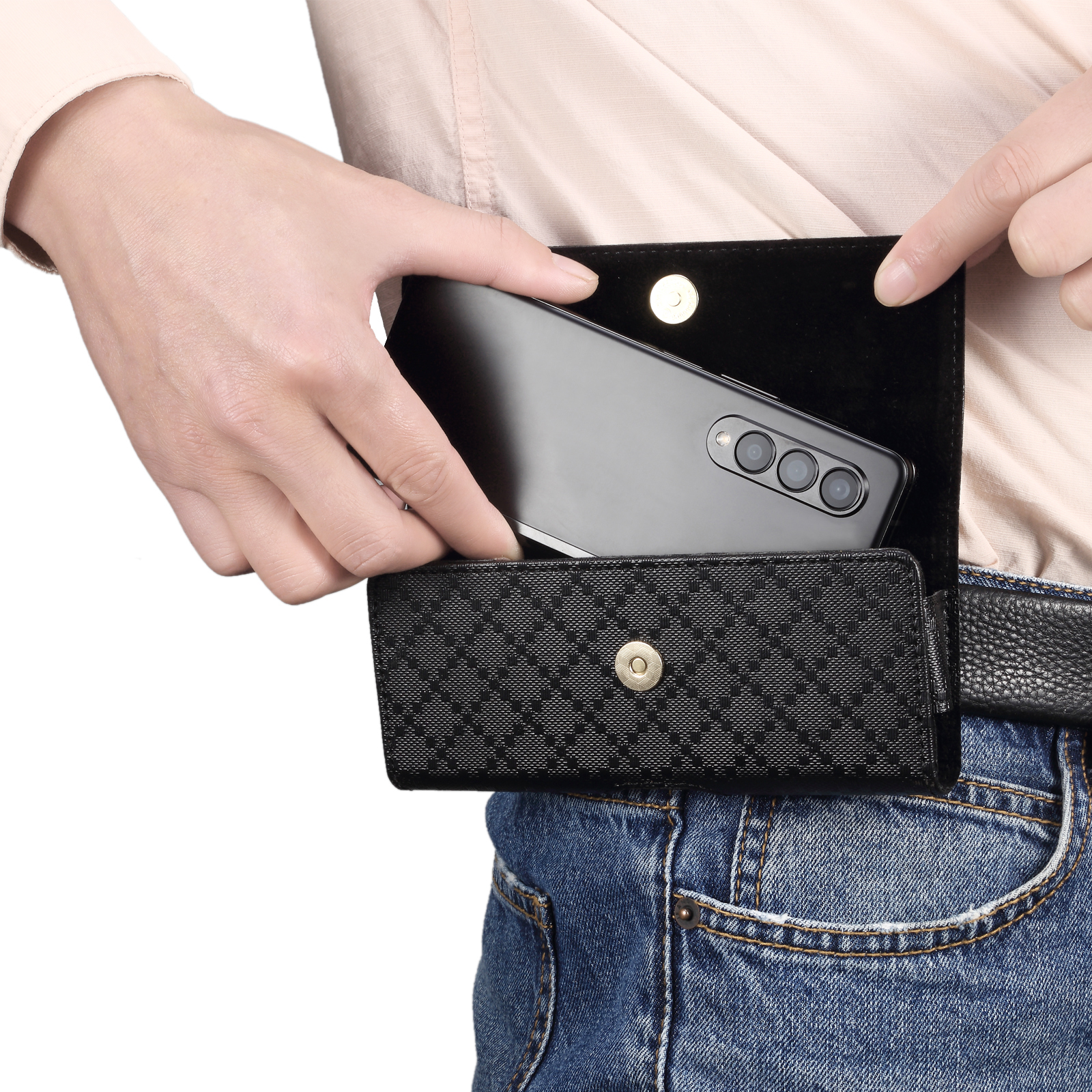 Lederen Riem Clip Case Taille Pack Voor Samsung Z Flip 3,Galaxy Z Flip3, voor Motorola Razr 5G ,Moto Razr 5G Messenger Bag Pouch