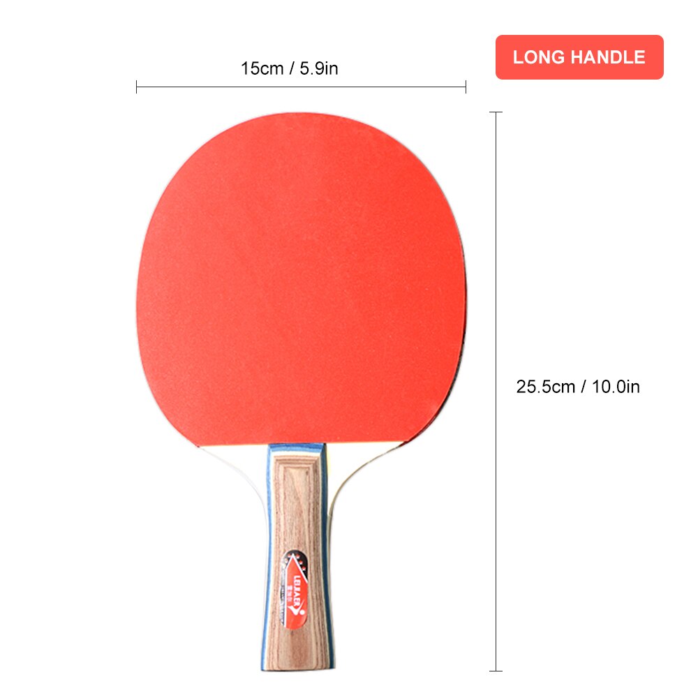 2 stk / mye bordtennisracket racket dobbel ansikt kviser i lang kort håndtak ping pong padle racket sett med pose 3 baller