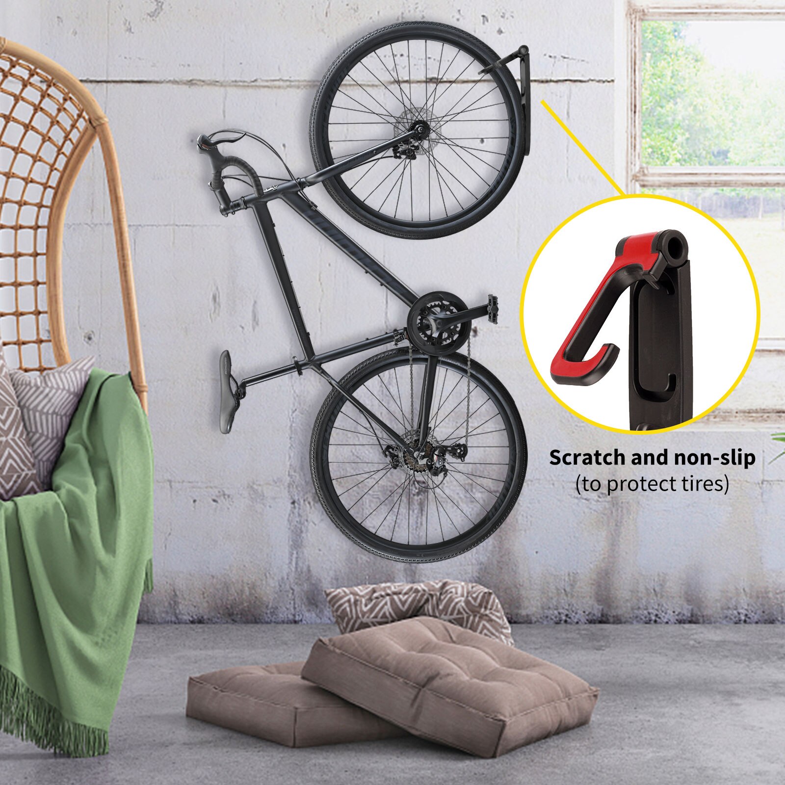 Bike Wall Mount Practical Mountain Bicycle Wall Mounted Storage Rack Hanger Vertical Indoor Storage Bikes Hanger Rack for Garage