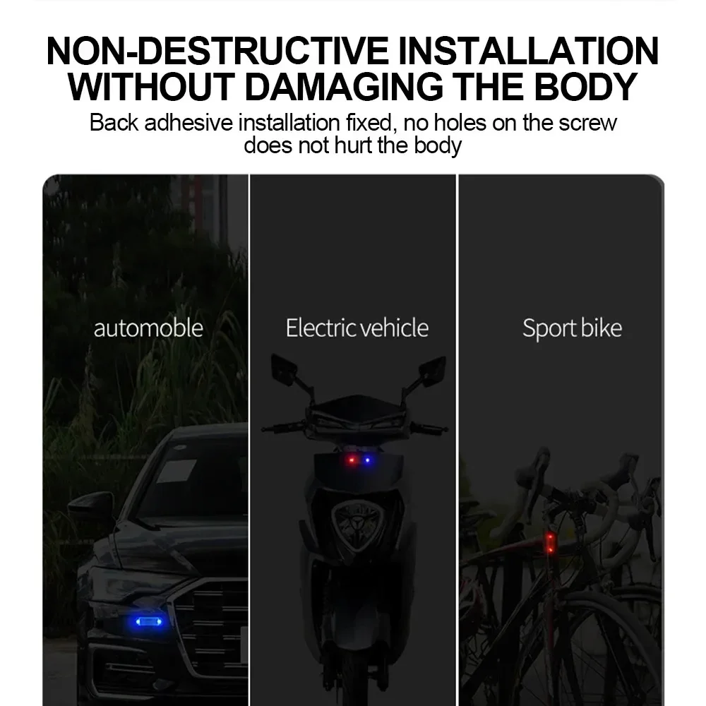 Motorfietsen Auto Mini Led Draadloze Waarschuwing Anti-Diefstal Waarschuwingslampje Voorkomen Achteraan Botsing Zonne-Energie Strobe Auto Accessorie