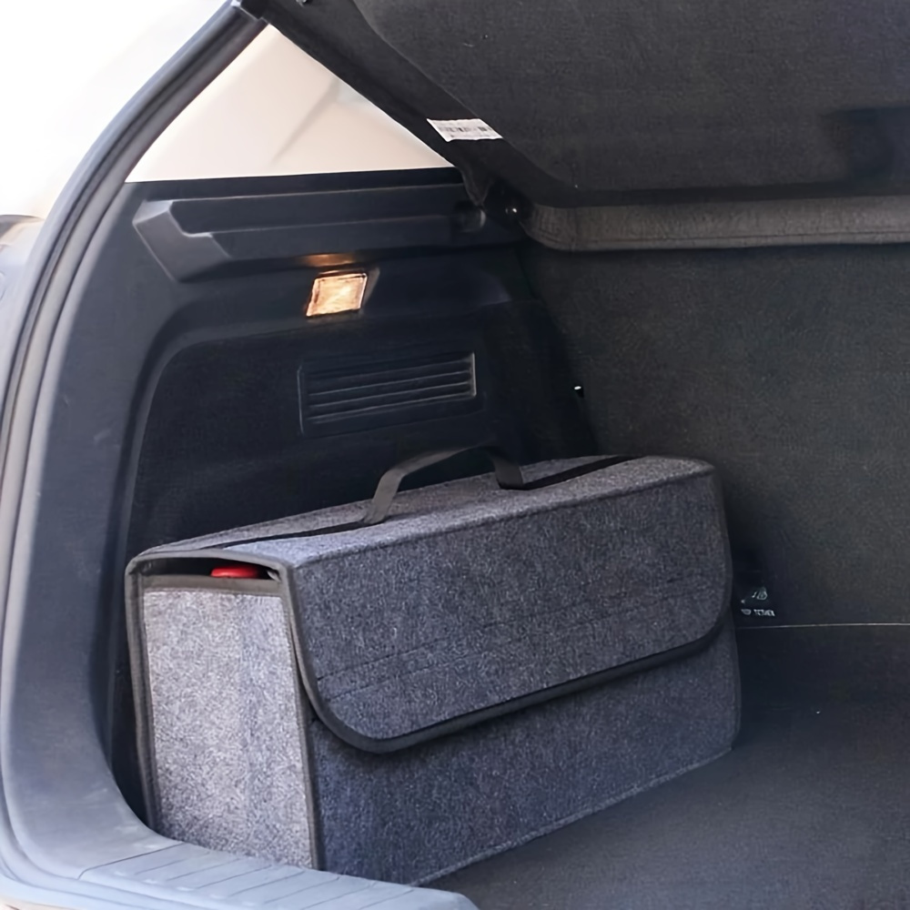 Car Trunk Organizer Car Organizer Bag Soft Felt Storage Box Car Storage Bag Large Anti Slip Compartment Boot Storage Accessories: GRAY