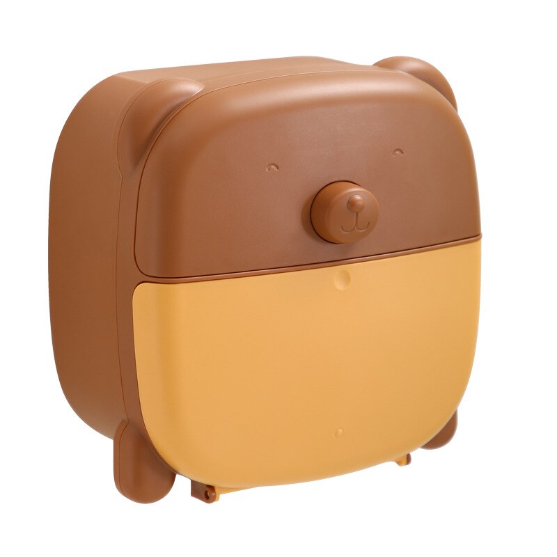 Pig Bear Wall Mounted Toilet Paper Holder Multifunctional Waterproof Storage Box Organizer Tissue Box Roll Paper Bathroom