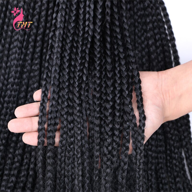 26 tommer syntetisk lang paryk sort mikroboks flettet parykker til sorte kvinder hæklet fletning hår varmebestandige lange parykker