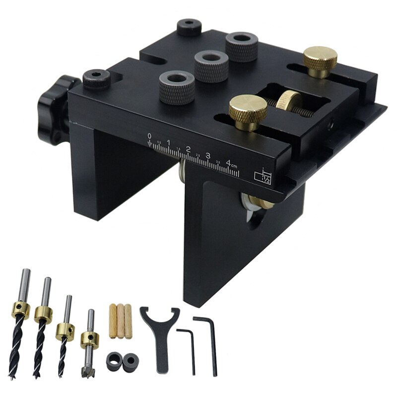 Multifunction Woodworking Doweling Jig Kit Adjustable Drilling Guide Puncher Locator for Furniture Connecting Carpentry Tools