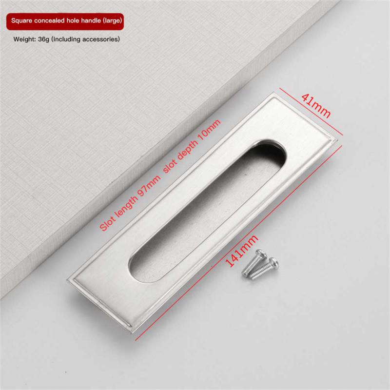 Manijas de puerta de aleación de Zinc, cubierta empotrada al ras, manija de gabinete de suelo, manija de muebles negra plateada, accesorios para el hogar: Plata