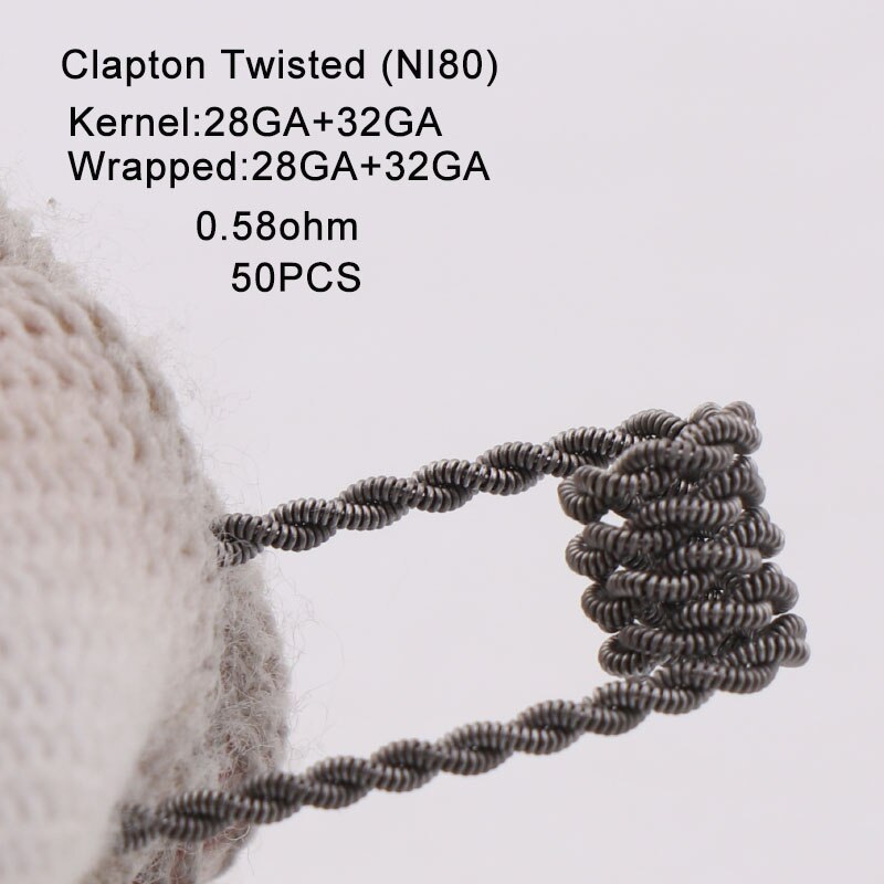 XFKM NI80 50 stks/pak Giant juggernaut coils Seper juggernaut Clapton coil Alien taiji super Clapton Verwarming Weerstand rda coil: clapton-twi-n80-50