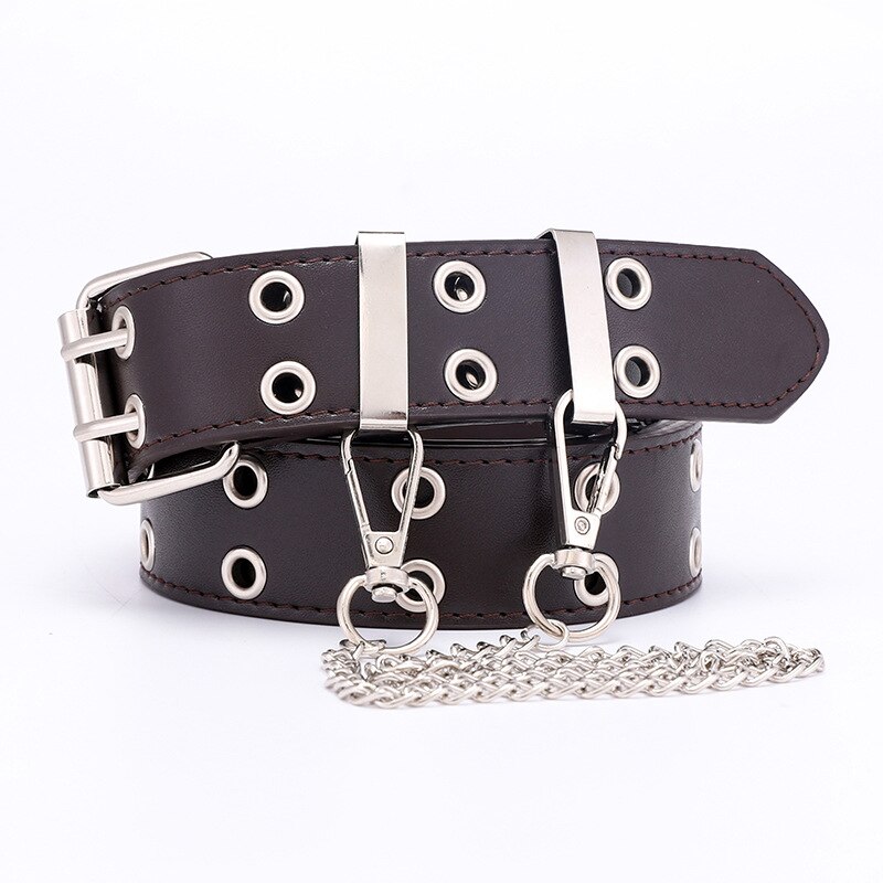Ceinture en jean Punk à Double œillet | Large toile de styliste, ceinture de ceinture féminine masculine, ceintures de chaîne pour femmes et hommes,: 6