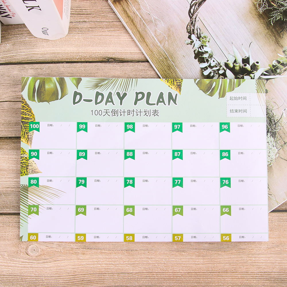 1 PC 100-Day Countdown Sign Calendar Learning Schedule Daily Agenda for Kids Study Planning Office School Supplies