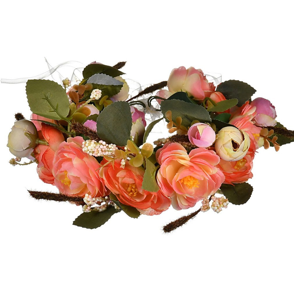 Fairy Women Handmade Rose Flower Wreath Crown Wedding Festivals Garland Crown Beautiful Flower Headband: Green