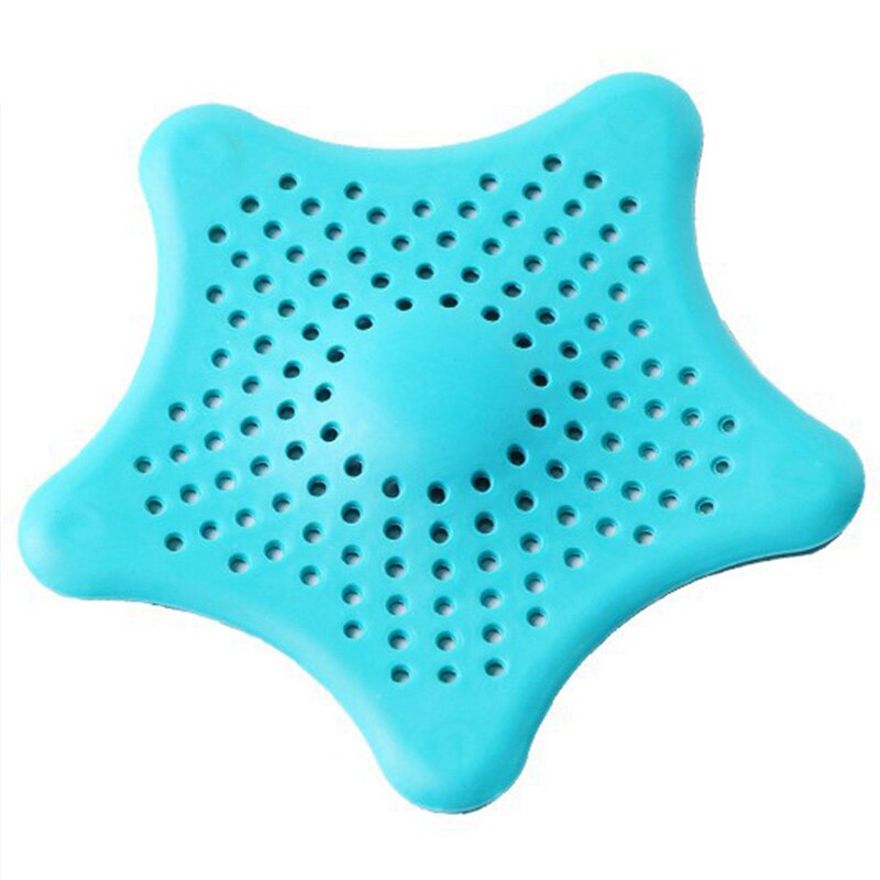 Five-pointed Star PVC Filter Sink Waste Strainer Filter Kitchen Bath Sewer PVC Strong Suction Prevent Objects From Falling Sewer: blue