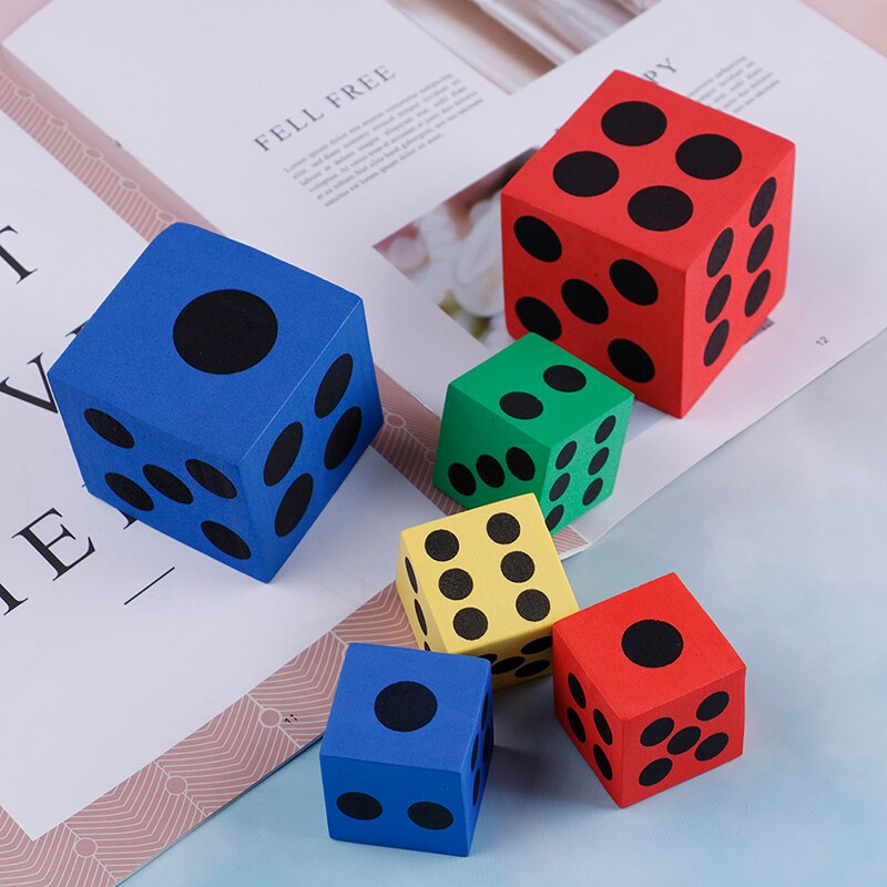 1Pc 6 Zijdig Sterven Draagbare Tafel Games Dobbelstenen Schuim Dot Dobbelstenen Beste Willekeurige Kleur Acryl Ronde Hoek Dobbelstenen
