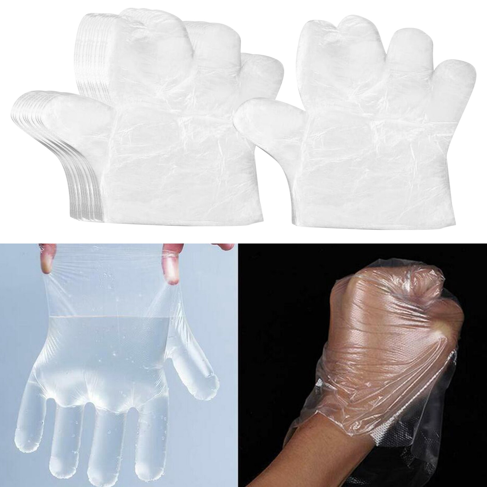 Disposable Clear Plastic Gloves Kitchen Cleaning Painting Hand Protection Gloves