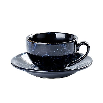 250ml keramiska lattemuggar kaffekoppar ugnsbyte porslinskopp och fat stjärnhimmel koppar frukost mjölk drickskopp: A