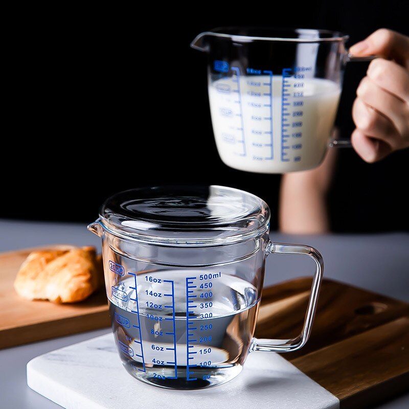 Pyrex – tasse à mesurer le lait 250ml/500ml, tasse à mesurer micro-ondes, pichet à lait en verre avec couvercle, tasses à expresso