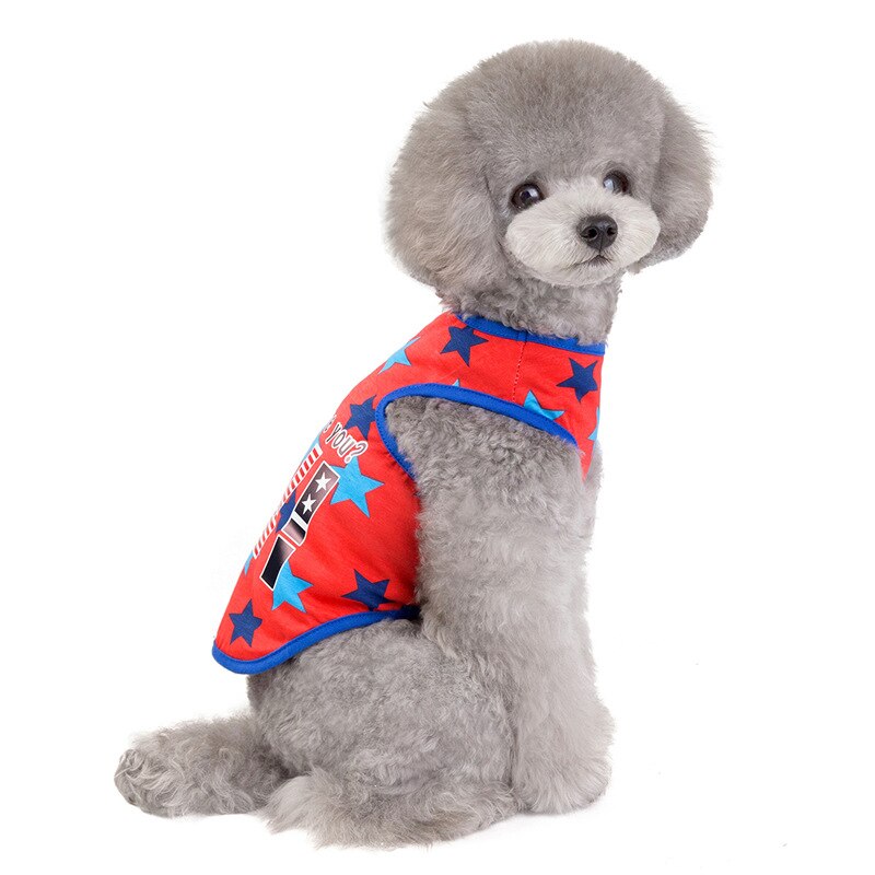 Base Dog Clothes Cheap Spring Summer Five-Pointed Star Printing Pet Vest Dogs Sport Shirt Pets T shirt Cats Clothing