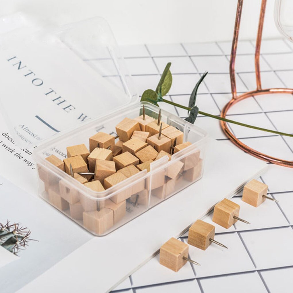 18/60/100pcs Straw Hat Shape Tacks Wooden Thumb Boards Map Photos Posters Calendar Craft Projects Pins Home Binding Supplies