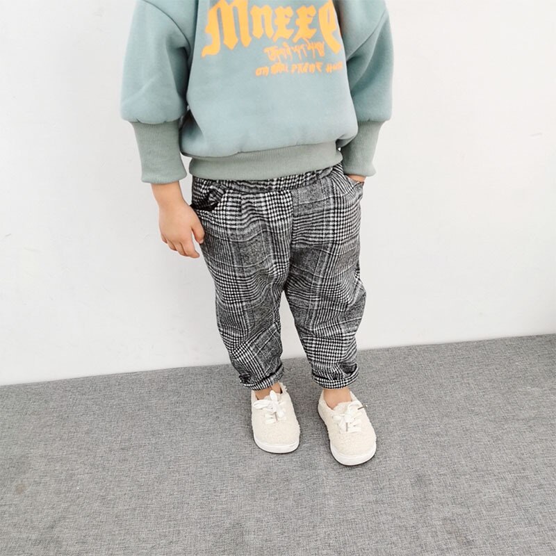 Jongens casual broeken lente geruite broeken kinderen losse lente en herfst kinder single broeken kinderkleding