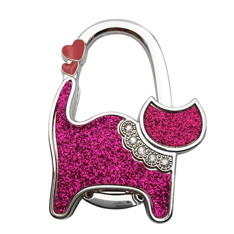 Bolsa monedero plegable Unisex para gatos, con diamantes de imitación, gancho para colgar, Seguro: 0001