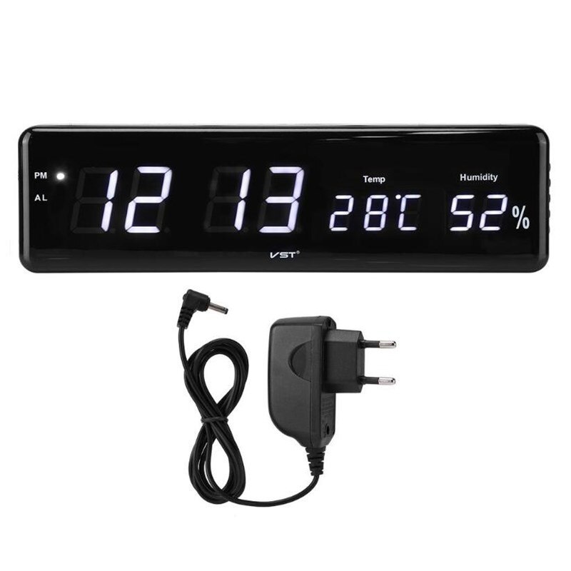 Reloj despertador Digital con 3 alarmas LED, pantalla de temperatura y humedad, reloj de mesa con enchufe europeo para decoración de sala de estar