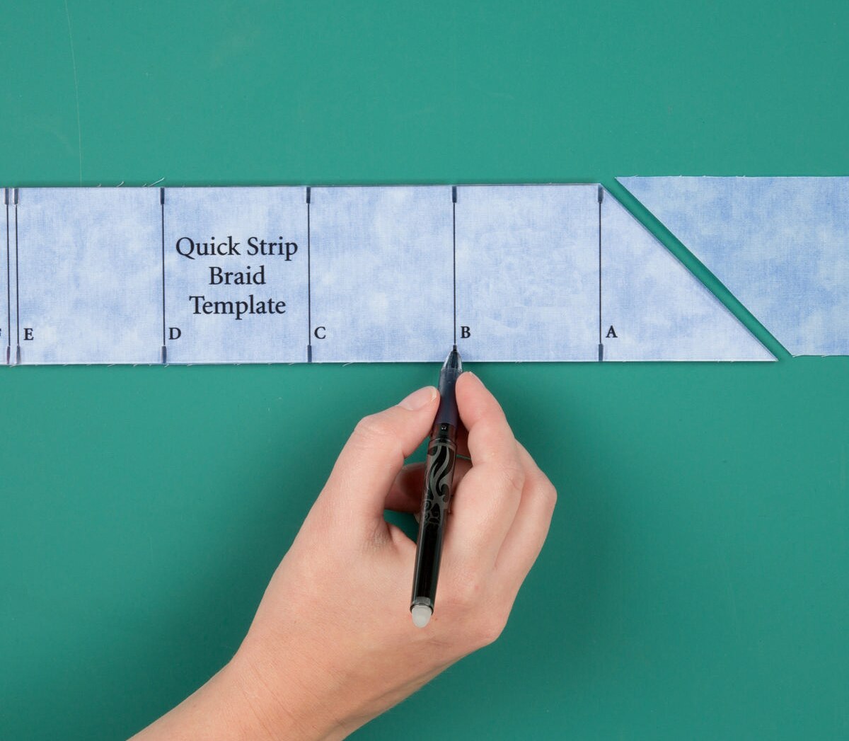 Quick Strip Braid Ruler Template and use the template to cut perfect trapezoid strips