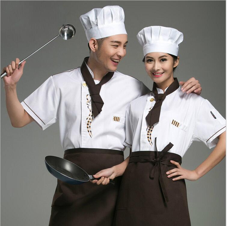 Zomer Korte mouwen Ademend Enkele-breasted Restaurant Chef-kok Jas Keuken Kok Pak Netto Terug Man Vrouw Chef Uniform