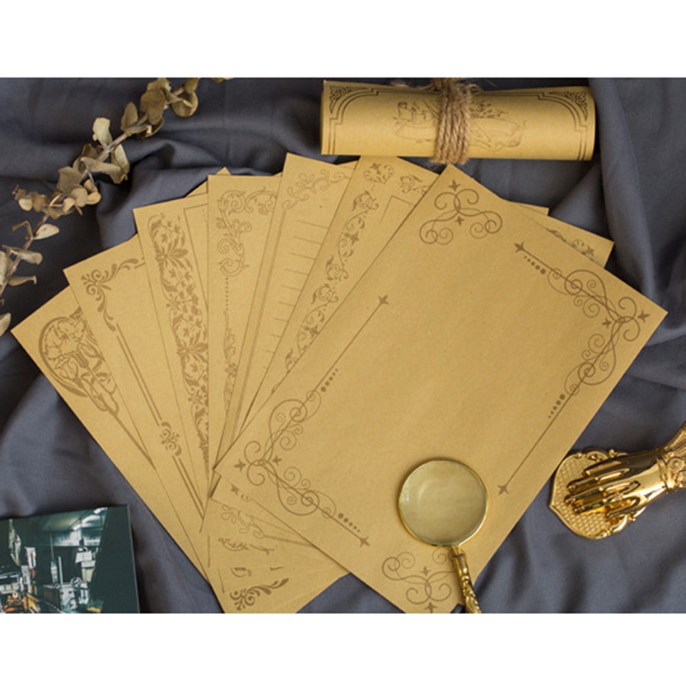 8 Sheets Vintage Letter Paper Wedding Invitation Writing Stationery Paper Pad Note Letter School Office Supplies