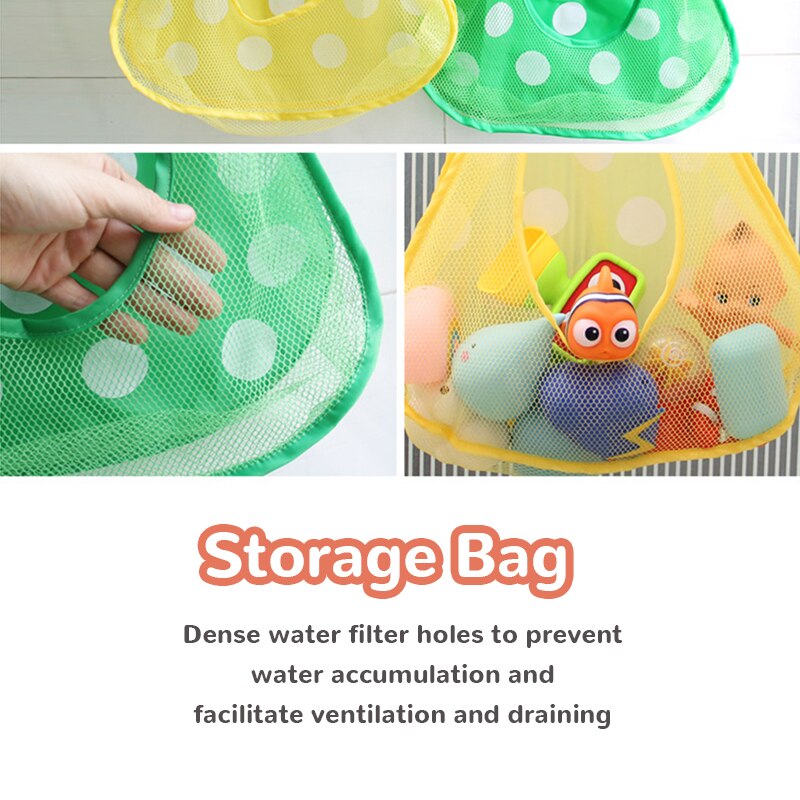 Baby Bath Toys Cute Duck Frog Mesh Net Toy Storage Bag Strong Suction Cups Bath Game Bag Bathroom Organizer Water Toys for Kids