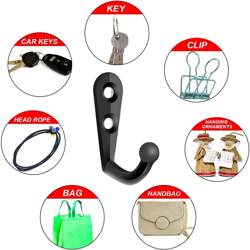 100 Pieces Of Double-Hole Wall Mounted Single Hook Robe Hook Coat Hook and 210 Pieces Of Screws for Hanging Key Hook