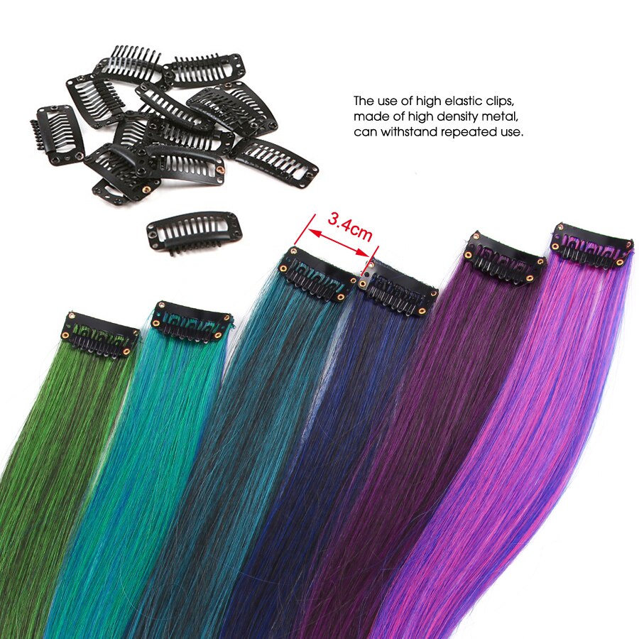 Alileader 12 Stks/partij Ombre Hair Extensions Clip In Een Haarstukjes Regenboog Synthetisch Clip Op Hair Extensions Roze Rood Grijs Blauw
