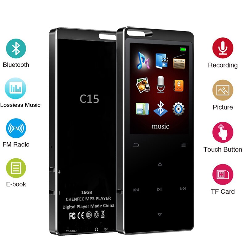 Original MP4 player Bluetooth 4.0 touch button 16GB supports FM radio playback for more than 20 hours mp4 player