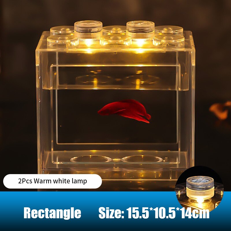 Desktop Aquarium Fish Tank Turtle Tank Office Mini Betta Aquatic Plant Ornamental Fish Tank With Lamp Aquarium Supplies: 6