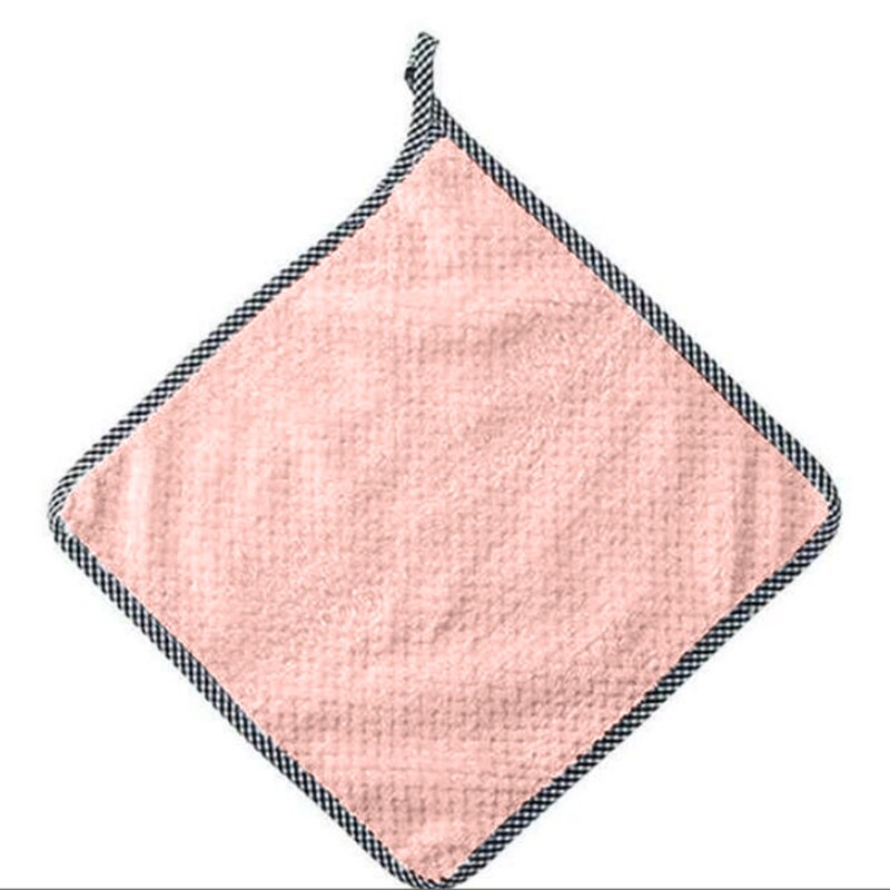 10Pcs/pack Hanging Coral Fleece Hand Towel Rag Kitchen Cleaning Towel Lint-free Absorbent Dish Towel Handkerchief Cloth: Flesh Pink