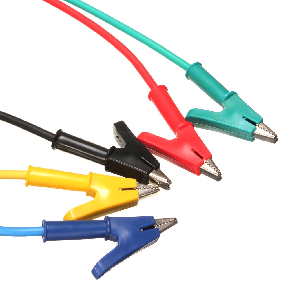 5Pcs Test Lijn Silicone banana Plug Alligator Clip Probe Lead Kabel voor Elektrische Laboratorium J99