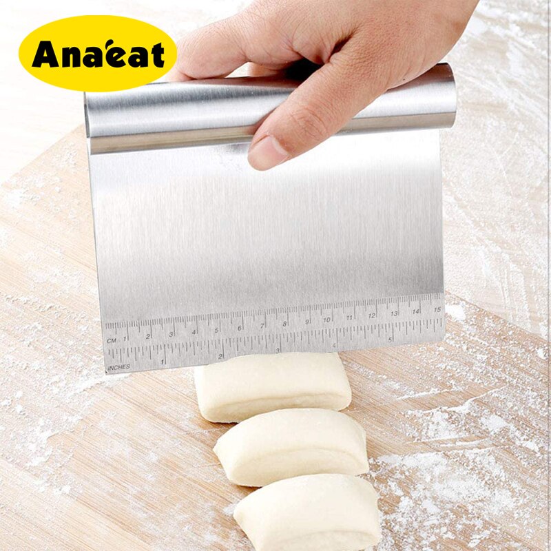 ANAEAT 1pc Stainless Steel Smoother Cake Scraper spatula Pizza Dough Cutter Flour Pastry scraper Cake Decoration Tool