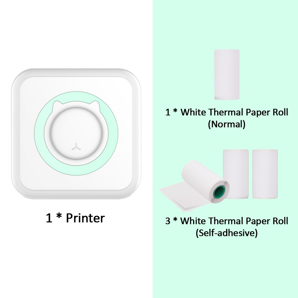 VIP LINK Pocket Thermal Printer Portable 200dpi Photo Label Memo List Printing Wireless Printer: Green Set 2